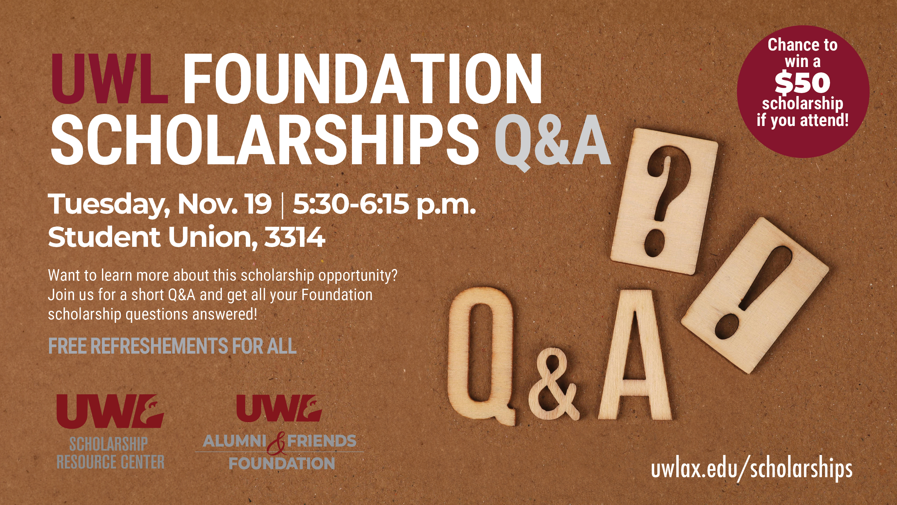 Event image for UWL Foundation Scholarship Q&A